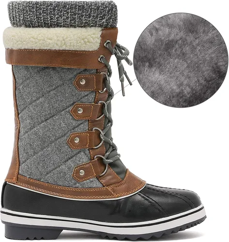 Vista 4 de DREAM PAIRS - Botas de nieve invernales de media pantorrilla para mujer