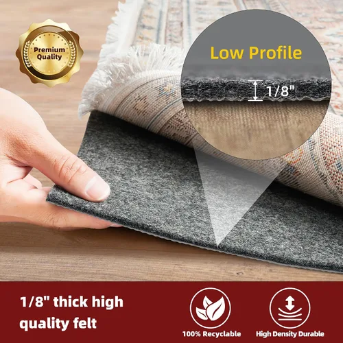 Vista 3 de BAGAIL - Almohadillas de fieltro y goma natural de 1/8 pulgadas de grosor, 2.5 x 9.5 pies, agarre antideslizante para alfombra, mantiene