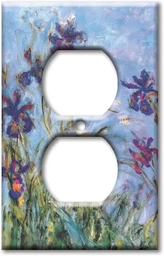 Vista 5 de Art Plates - Cubierta de placa de interruptor de luz metálica de 2 bandas - Placa de pared decorativa de palanca de dos bandas - Monet: lirios