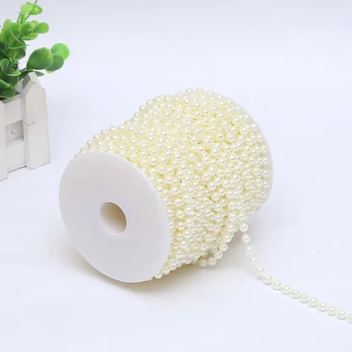 Vista 3 de B&S FEEL Tira de cuentas de perlas de imitación de 5 mm, rollo de hilo de cuentas de perlas para decoración de bodas y fiestas, rollo de 30 metros
