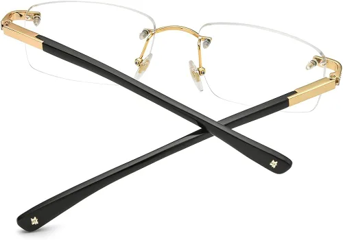 Vista 6 de HEPIDEM Gafas de bocina 100 realmente búfalo gafas cuadradas sin montura de lujo con diamantes