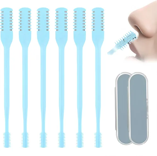 Vista 16 de Cortador de pelo nasal portátil, esencial de viaje para hombres y mujeres, herramientas de eliminación de vello de fosas nasales de doble cara