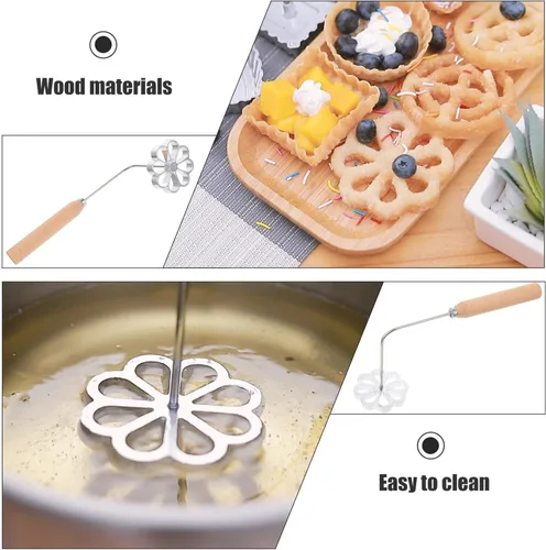 Vista 8 de IMIKEYA Molde para bunuelos con mango roseta Timbale Maker Flower Achappam Mold Waffle Mold Rosette Cookie Cutter herramienta para hornear