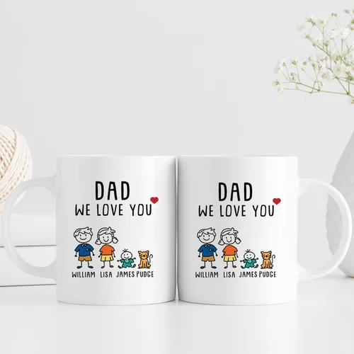 Vista 4 de Regalos personalizados para papá de hija e hijo, taza divertida del día del padre, regalos personalizados para el día del padre, divertida taza