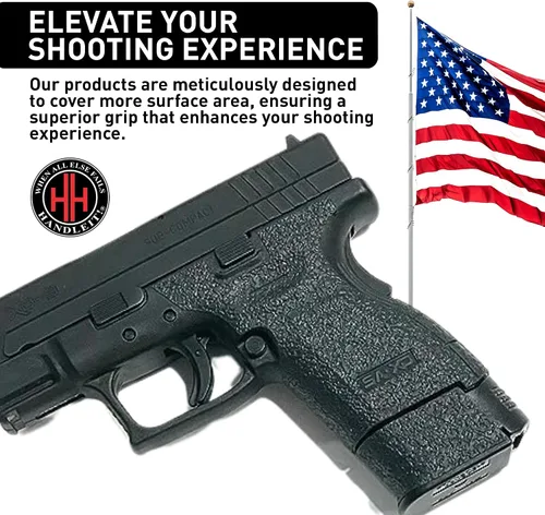 Vista 3 de Handleitgrips Cinta de agarre para pistola compatible con Springfield XD 9/40 Sub Compact - Cinta de agarre de goma texturizada negra, fácil
