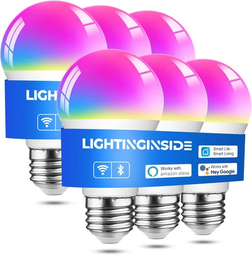 Vista 10 de Lightinginside - Bombillas inteligentes de 60 W equivalentes, bombilla WiFi inteligente compatible con Alexa/Google Assistant/Smart Life, A19 E26