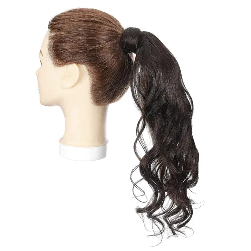 Vista 2 de SEGO Extensión de cola de caballo de cabello humano real, con clip envolvente, cola de caballo larga y recta con pasta mágica, postizos de cabello