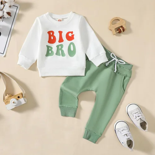 Vista 2 de Omkzanbi Big Brother Little Brother - Conjunto a juego con sudadera Big Brother y hermano menor, pantalón deportivo, ropa de otoño e invierno