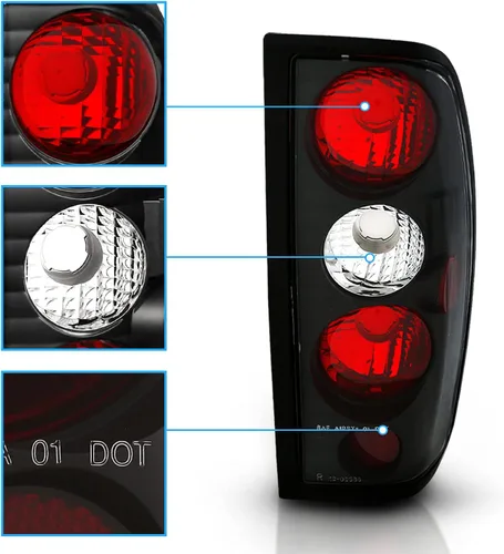 Vista 3 de AmeriLite para Nissan Frontier 1998-2004 Euro Transparente Negro Luces Traseras de Repuesto OE Juego de Lámparas de Freno - Lado del Pasajero