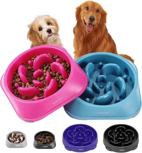 Vista 12 de YINEYA 2 cuencos de alimentación lenta antiasfixia para perros de tamaño pequeño, cuenco de alimentación lenta para gatos, suministros
