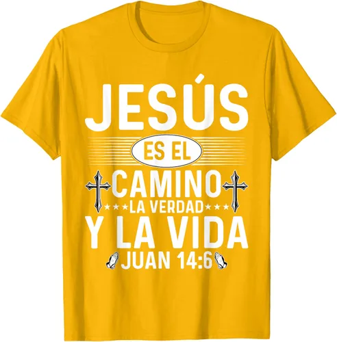 Vista 34 de Camisetas Cristianas en español Versículos Biblia Juan 14:6 Camiseta, Negro, S