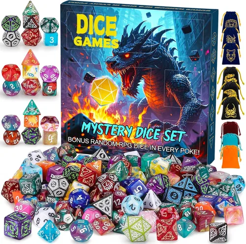 Vista 15 de CiaraQ Juego de dados poliédricos - Dados para juegos de rol DND para Calabozos y Dragones, juego de mesa RPG, doble color, 35 piezas Diseño