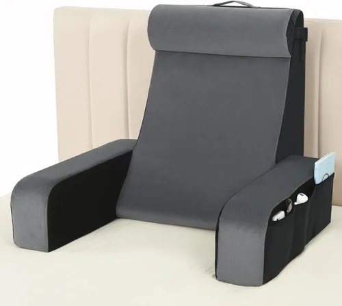 Vista 9 de Vekkia Almohada de lectura de 21 pulgadas para sentarse en la cama, almohada ergonómica de cuña trasera de 60° con espuma de múltiple densidad