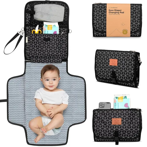 Vista 15 de KeaBabies Cambiador portátil de pañales - Gran cambiador de bebé impermeable, compacto para viajes, bolsillos funcionales para accesorios esenciales