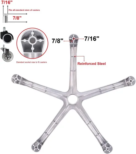 Vista 5 de Kaleurrier Base de taburete para silla, piezas de repuesto para silla de oficina, base de aluminio resistente reforzado de 5 patas, resistente que