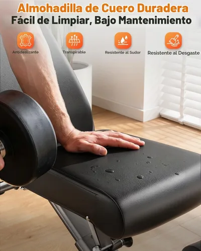 Vista 7 de AIRHOP Banco de entrenamiento plegable, banco de pesas FID de 90° a -30°