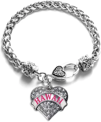 Vista 72 de Pulsera de plata con dije de corazón pavé con joyas de circonita cúbica