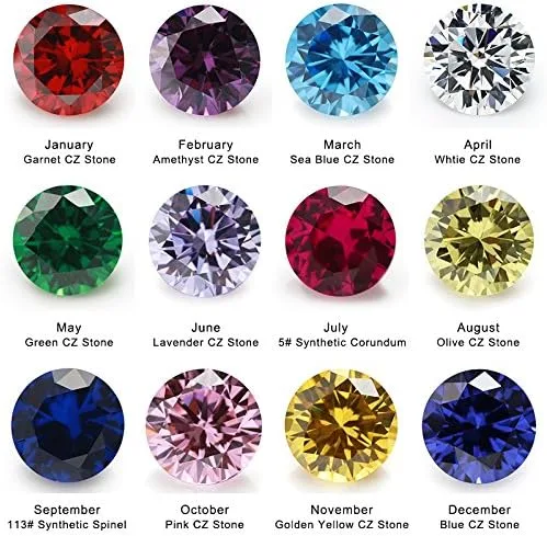 Vista 2 de 12 piedras de cumpleaños 1 unids por color redondo suelto Cubic Zirconia piedras sintéticas rubí sintético espinela