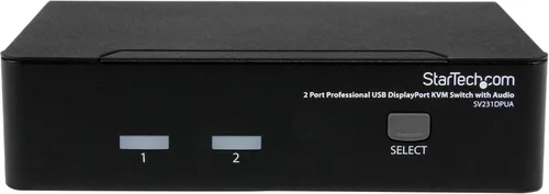 Vista 2 de StarTech Conmutador KVM DisplayPort de 2 puertos - 2560 x 1600, TAA @60Hz - Doble puerto DP USB, teclado, video, caja de interruptor de mouse