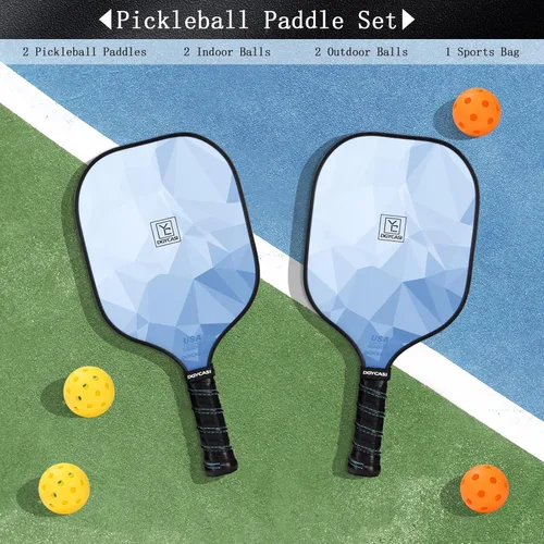 Vista 5 de YC DGYCASI Juego de 2 palas de pickleball aprobadas por USAPA 2026, raquetas ligeras de fibra de vidrio para pickleball, paquete de 2, 2 pelotas