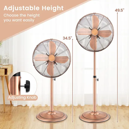 Vista 3 de ARLIME Ventilador de pedestal, ventilador oscilante de 16 pulgadas con 3 velocidades y altura ajustable, oscilación de 75° e inclinación de 21°