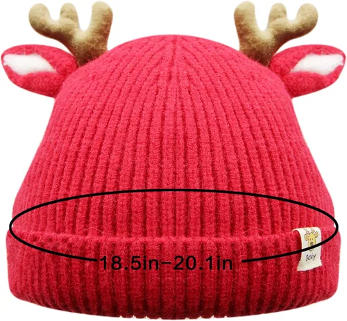 Vista 6 de Gorro para bebé, lindo cuerno, reno de ganchillo, gorro de punto para invierno, cálido para niños y niñas