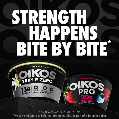 Vista 10 de Oikos Triple Zero - Yogur griego sin grasa, vainilla, 5.3 onzas, paquete de 4