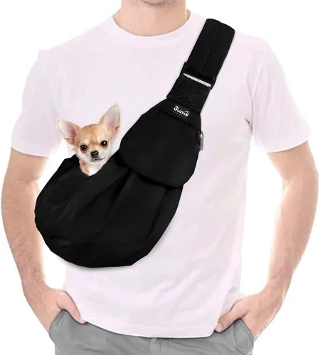 Vista 12 de Lukovee Correa para Mascotas, Correa para Perros Sin Manos, Correa Ajustable con Correa Acolchada, Bolsa de Hombro Transpirable de Algodón, Bolsa