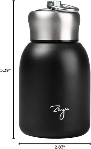 Vista 8 de Gets Mini botella de agua aislada al vacío de acero inoxidable de 9 onzas Negro