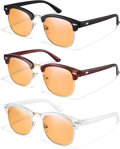 Vista 18 de racico Blue Light Glasses for Men Computer - Gaming Blocking Anti Eyestrain UV Clear Lens Vintage Half Frame Fake Eyeglasses