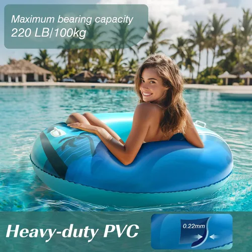Vista 6 de HeySplash Tubos de piscina para adultos, flotadores grandes de piscina de 42 pulgadas con asas, anillos inflables de natación, flotadores divertidos