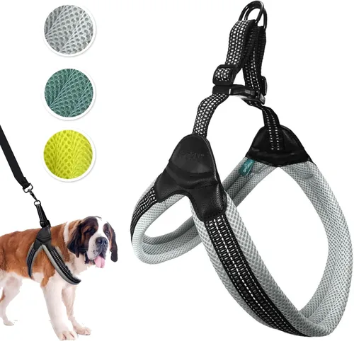 Vista 15 de Sporn Arnés de malla de fácil ajuste para perro de tamaño pequeño, color turquesa, tela suave, de nailon, sin estrangulamiento, arnés para perro