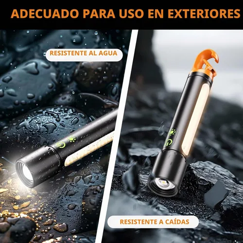 Vista 6 de Linterna LED recargable de alto lúmen, linterna súper brillante de 30W, linterna magnética de 2000 lúmenes con 9 modos, linterna de policía