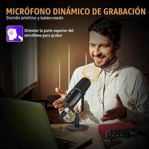 Vista 2 de Micrófono dinámico USB/XLR para juegos, podcasting y transmisión USB/XLR dual-use microphone for gaming, podcasting and streaming. USB enables