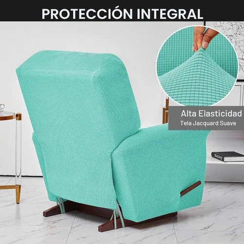 Vista 5 de CONRUSER Fundas elásticas para sillas reclinables, funda suave de 4 piezas, funda gruesa para sofá individual, funda de jacquard con bolsillo