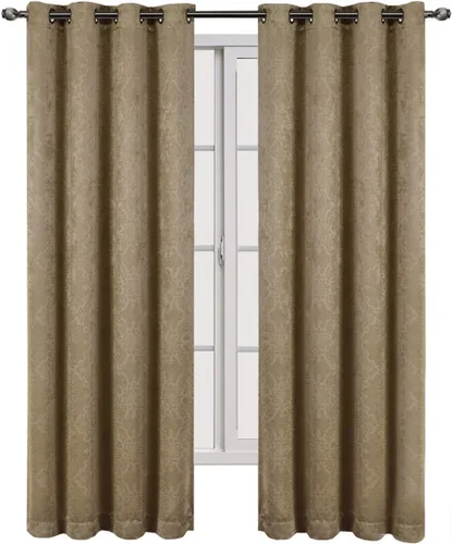Vista 12 de Royal Hotel Bedding Bella - Paneles de cortina opacas con ojales, color beige, 2 paneles, 52 x 63 pulgadas cada uno