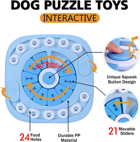 Vista 2 de XIGOU Juguetes de rompecabezas para perros, dispensadores de golosinas para entrenamiento de coeficiente intelectual y estimulación cerebral Nivel