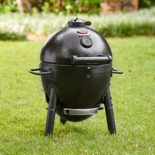 Vista 6 de Char-Griller® AKORN® Jr. Parrilla y ahumador de carbón Kamado portátil con rejillas de hierro fundido y tapa de bloqueo con 155 pulgadas cuadradas
