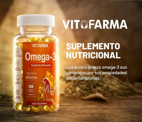 Vista 3 de Omega 3 para Gallos - Aceite de Pescado para Gallos EPA y DHA 120 cápsulas blandas