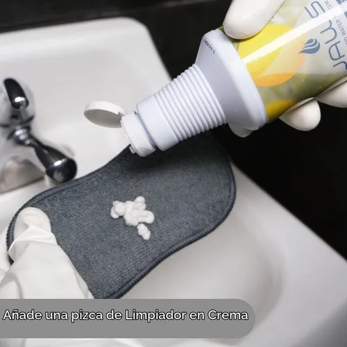 Vista 4 de JAWS Crema limpiadora con esponjas de microfibra, removedor de manchas de agua dura y limpiador abrasivo suave