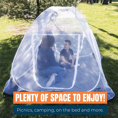 Vista 7 de MEKKAPRO Carpa con Mosquitera – Gran envolvente de carpa de malla plegable de 80" x 71" x 63", diseño desplegable portátil, pantalla de agujeros