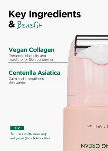 Vista 3 de Bewants rodillo de crema para el cuello gua sha, crema coreana para el cuello con rodillo de masaje, suero para el cuello de elevación rápida roll