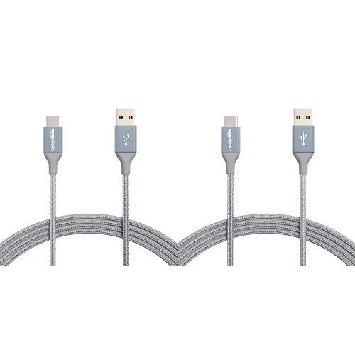 Vista 10 de Amazon Basics - Cable cargador USB-C a USB-A 2.0 de alta velocidad, cordón trenzado de nailon, velocidad de 480Mbps, certificado por USB-IF