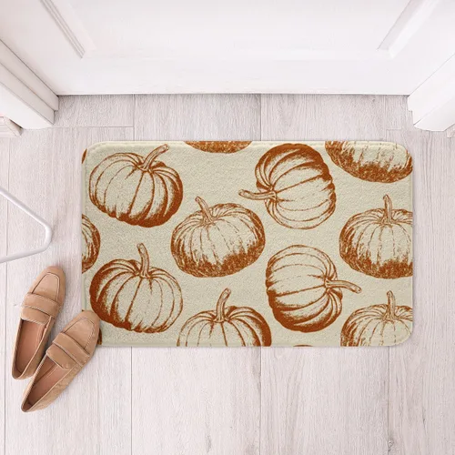 Vista 17 de Erosebridal Thanksgiving Turkey Bathroom Rugs - Fall Leaves Pumpkin Bath Mat for Kids Adults, Vintage Autumn Harvest Door Mat 16 x 24 Inch Rustic