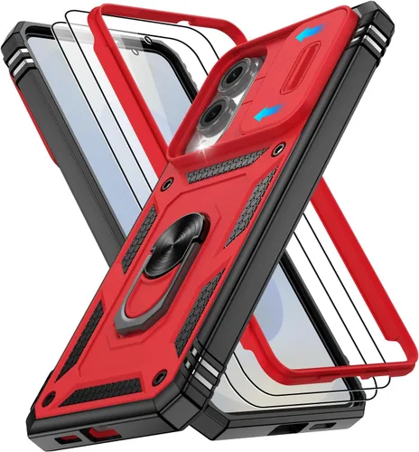 Vista 27 de Gritup Funda para Google Pixel 6 con cubierta deslizante para cámara y protector de pantalla (2 unidades), soporte de anillo giratorio 360°, funda