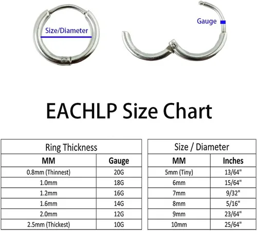Vista 5 de Aretes de aro pequeños sleeper unisex chapados en oro real de 18K de acero quirúrgico, anillo para la nariz, anillo de septum, anillo de hélice