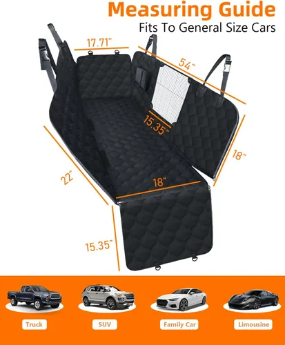 Vista 5 de PETICON Funda de asiento de coche para perro, hamaca impermeable para Negro
