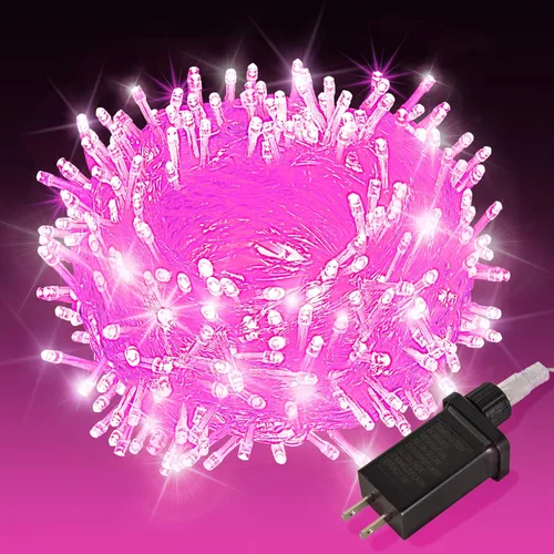 Vista 8 de Etinga Guirnalda de 100 luces LED rojas de 33 pies, luces de hadas enchufables con 8 modos de iluminación, luces decorativas impermeables