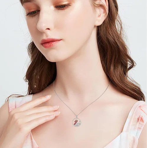 Vista 3 de Collar de loto para mujer, plata de ley 925, collar con colgante de loto rosa, collar de flor de loto rosa, joyería de yoga, regalos para niñas