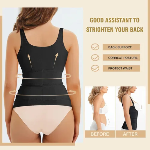 Vista 6 de CtriLady Chaleco moldeador de cintura para mujer, con control de abdomen, doble compresión, corsé de cincha de busto abierto